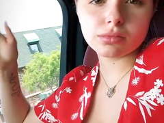 Ariel Winter - open shirt cleavage in car